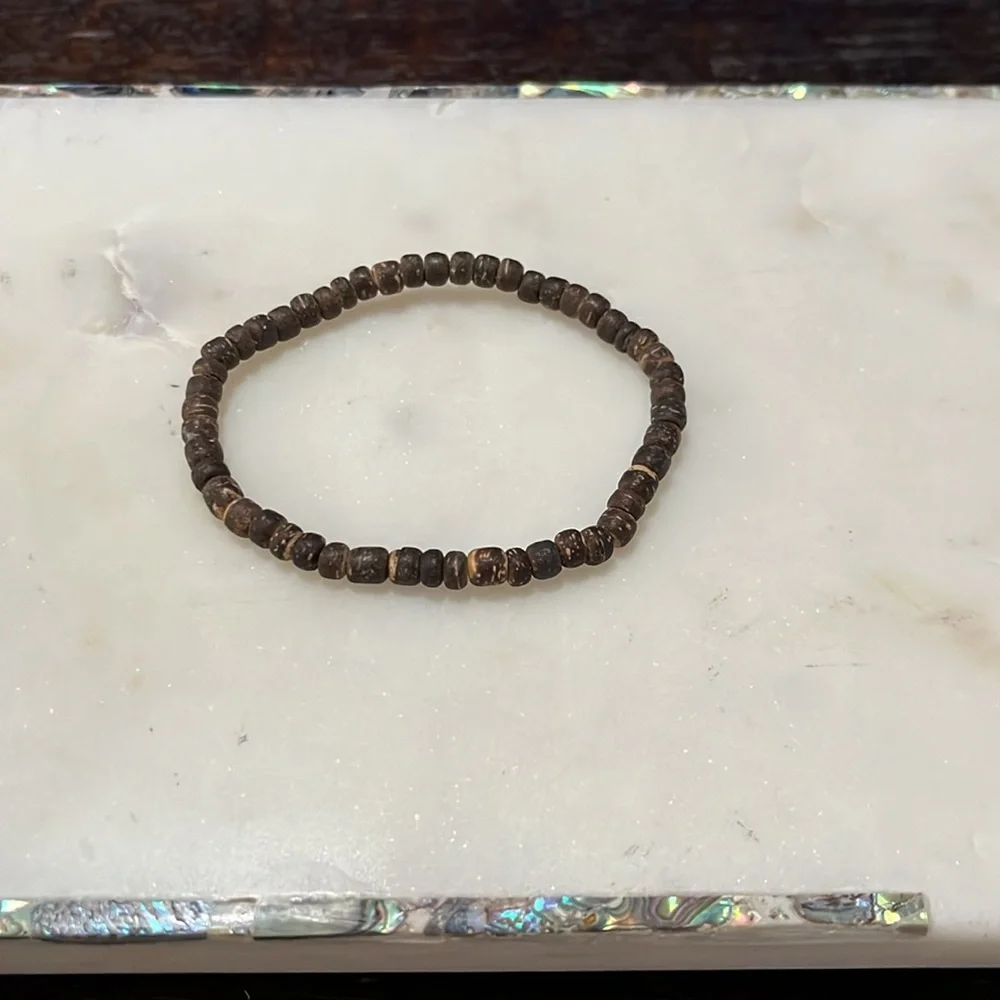 Bracelet set, BFF infinity circle & BoHo brown coconut beads brackets